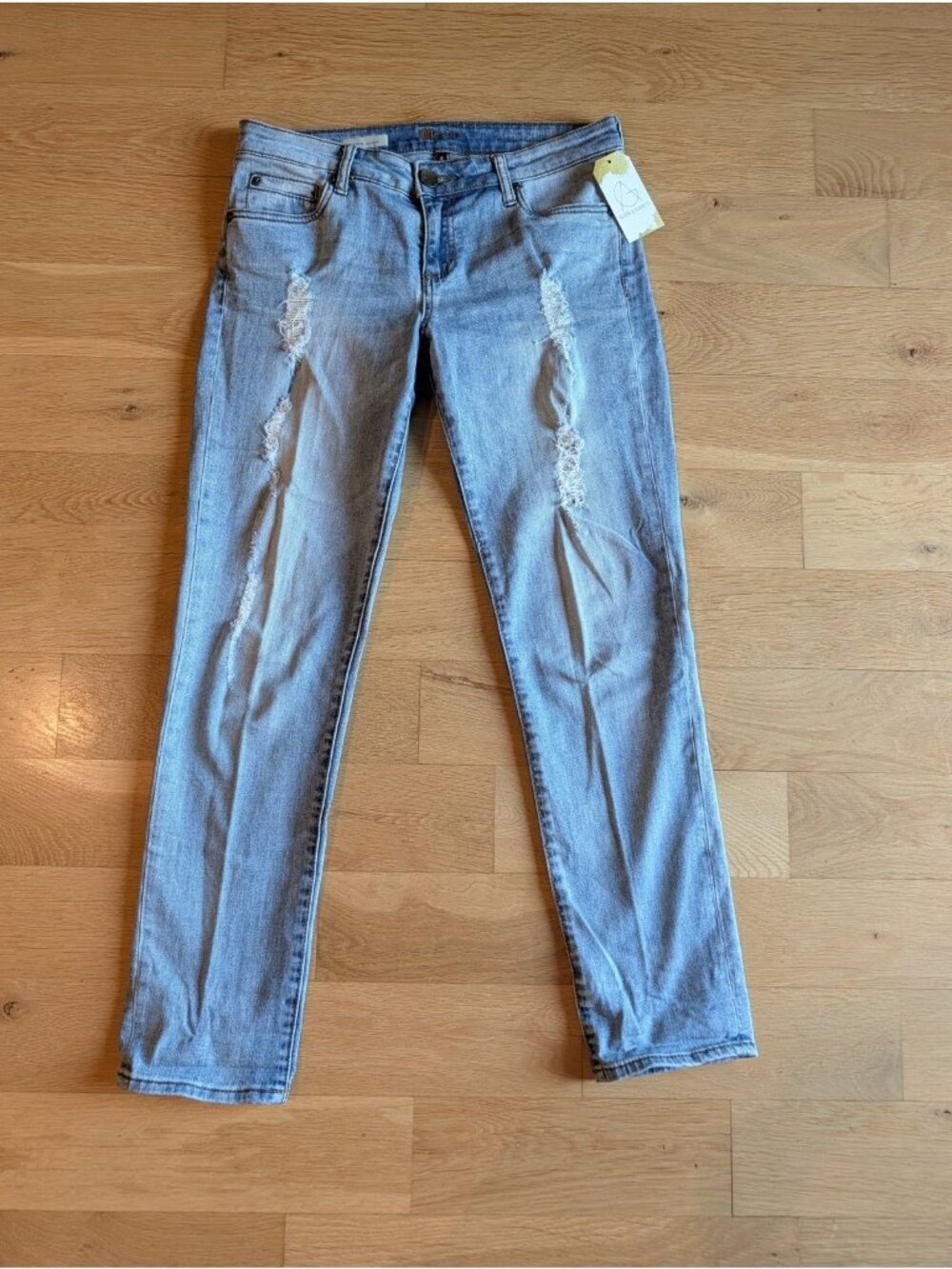 Kut From The Kloth Light Wash Distressed Catherine Boyfriend Jeans, Size 4